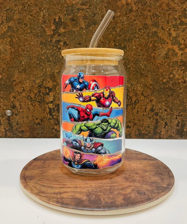 Premium Superheroes Glass Tumbler