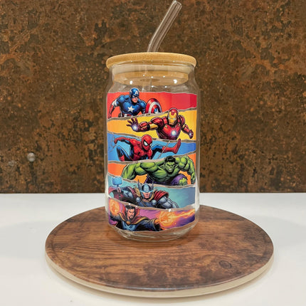 Premium Superheroes Glass Tumbler