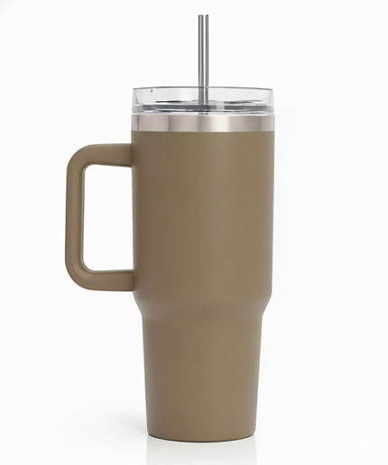 Large Tumbler with handle and straw | Premium Insulated Travel Coffee Mug 1200ml
