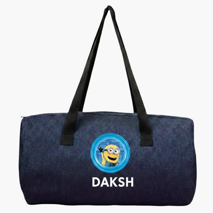 Personalized Denim Duffle Bag with Cartoon for Kids