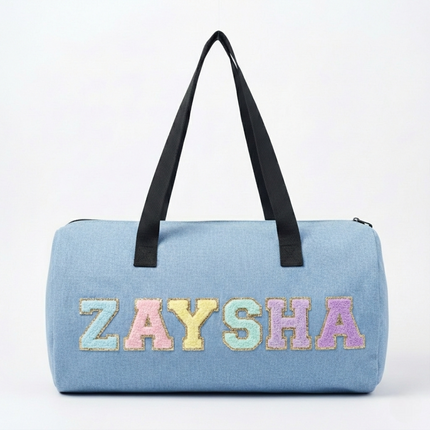 Customized Denim Duffle Bag for Kids | Customized Sports Denim Duffle Bag for Kids