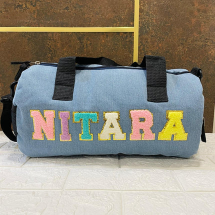 Customized Denim Duffle Bag for Kids | Customized Sports Denim Duffle Bag for Kids