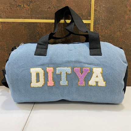 Customized Denim Duffle Bag for Kids | Customized Sports Denim Duffle Bag for Kids