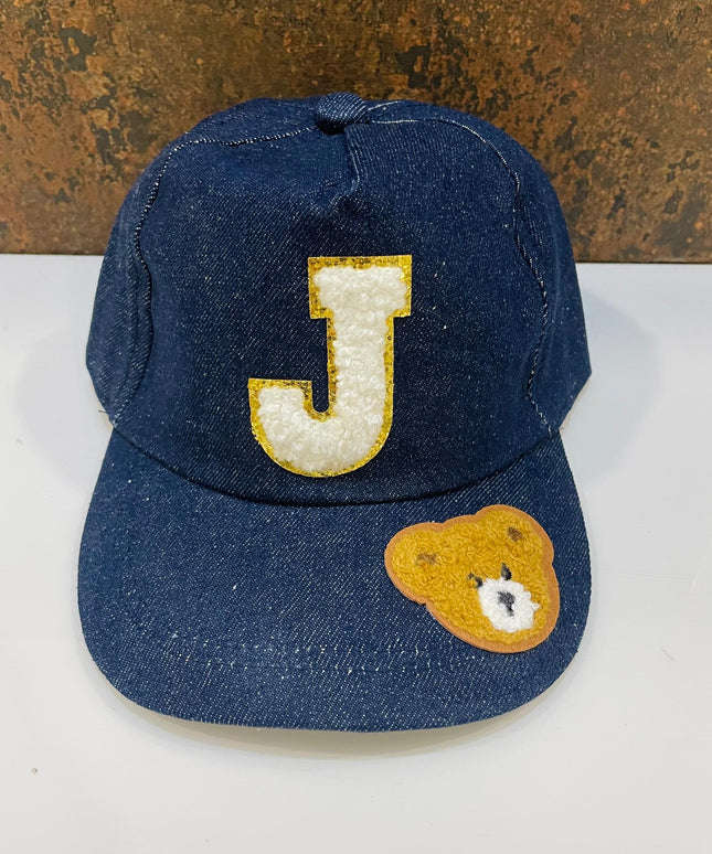 Customized Denim Caps with Initial and Cartoon for Toddlers