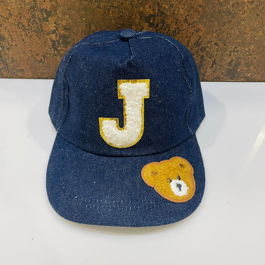 Customized Denim Caps with Initial and Cartoon for Toddlers
