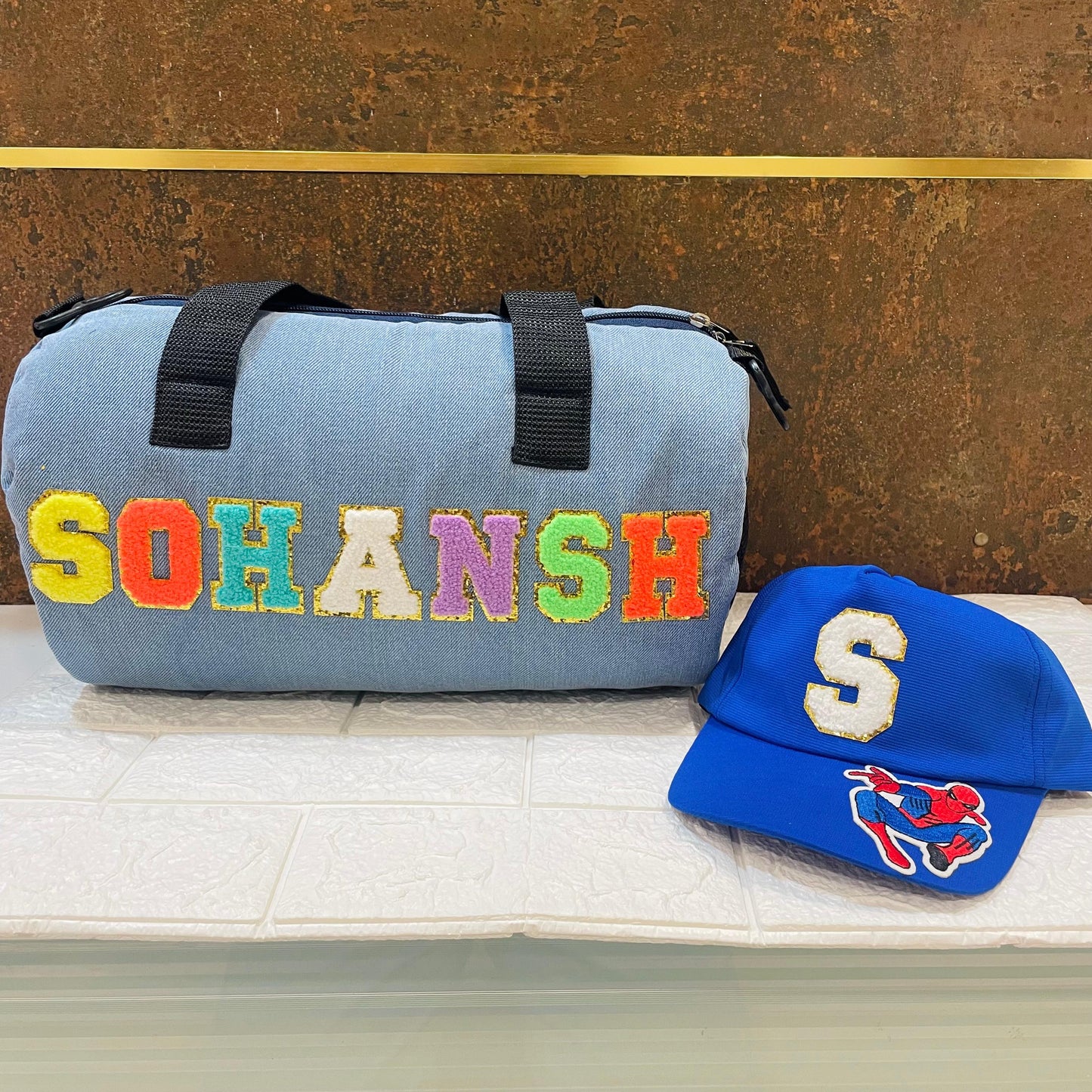 Denim Duffle Bag & Cap combo