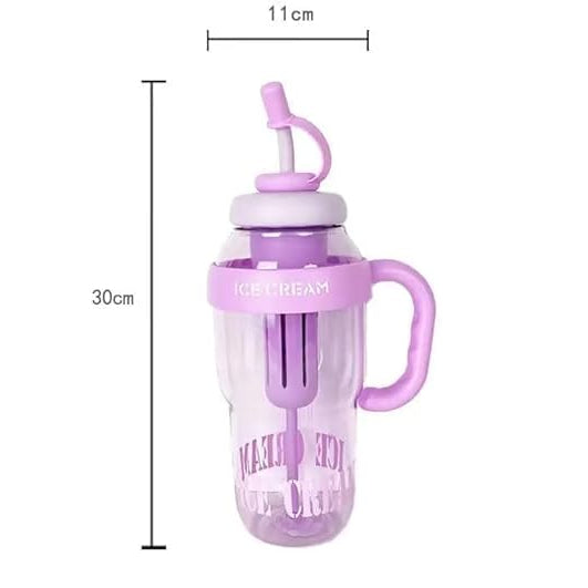 Ice Bottle with Straw Large Capacity Detox Water Bottle for Kids and Adults