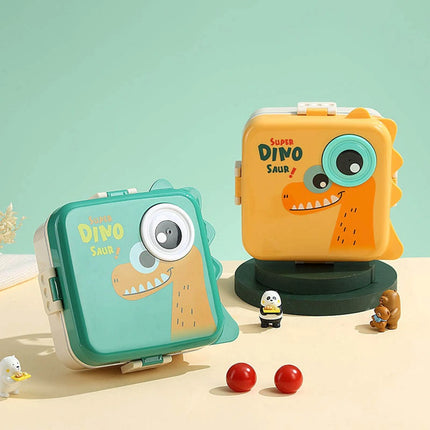 Dino Eye – Leakproof Steel Lunch Box with Spoon & Salad Cup