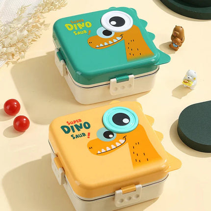 Dino Eye – Leakproof Steel Lunch Box with Spoon & Salad Cup