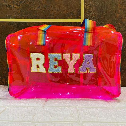 Customized Jelly Duffle Bag with rainbow belt - Boys and Girls
