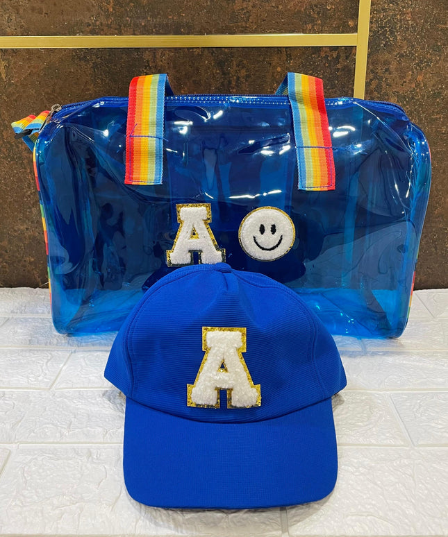 Duffle Bag with Initial & Cartoon and Cap Combo