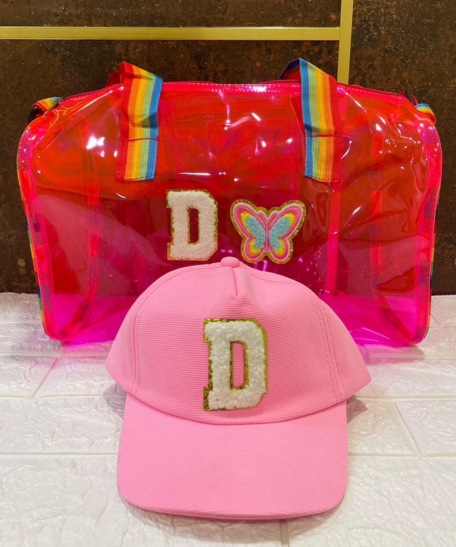 Duffle Bag with Initial & Cartoon and Cap Combo