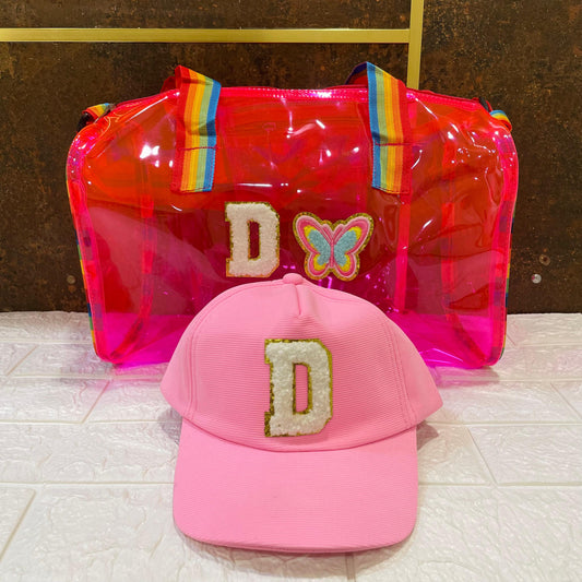 Duffle Bag with Initial & Cartoon and Cap Combo