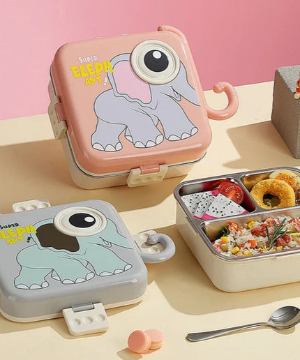 Elephant Eye – Leakproof Steel Lunch Box with Spoon & Salad Cup