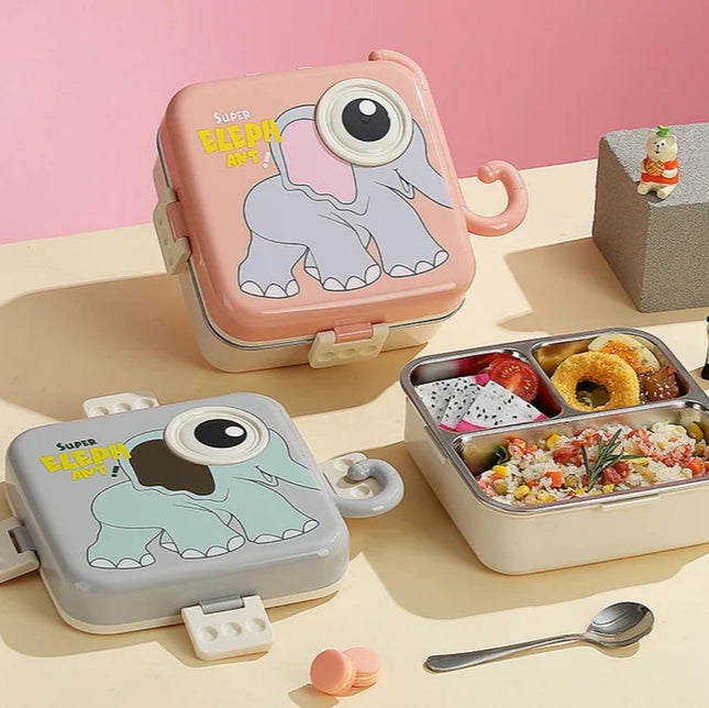 Elephant Eye – Leakproof Steel Lunch Box with Spoon & Salad Cup