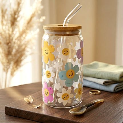 Premium Custom Glass Tumbler | Floral, K-pop, Cartoon & Theme Designs