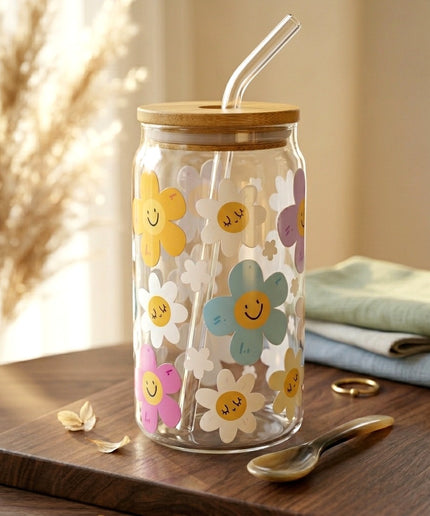 Premium Custom Glass Tumbler | Floral, K-pop, Cartoon & Theme Designs