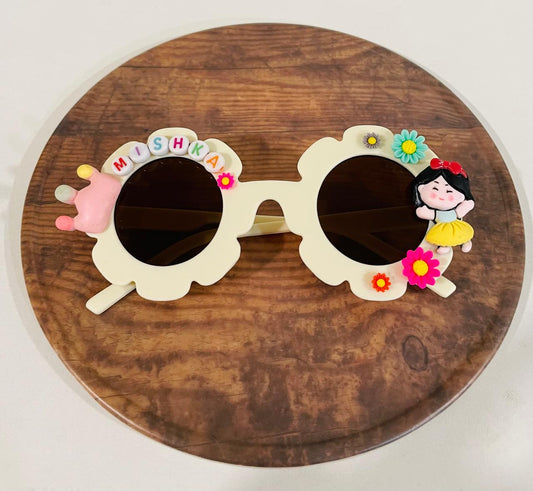 Customised name with flowers flower shape polarized sunglasses for girls