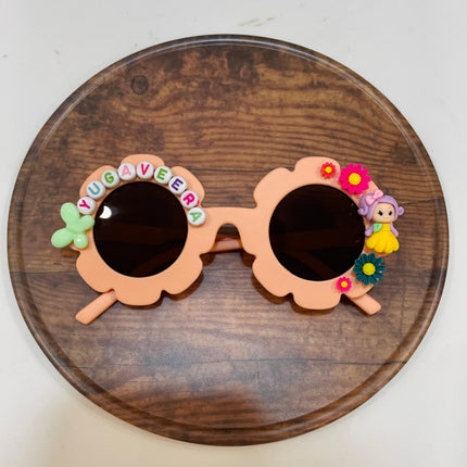 Customized Sunglasses for girls with name and beads - flower shape