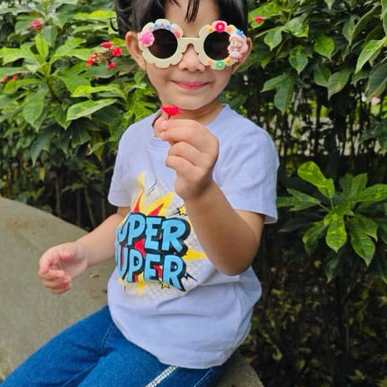 Customized Sunglasses for girls with name and beads - flower shape
