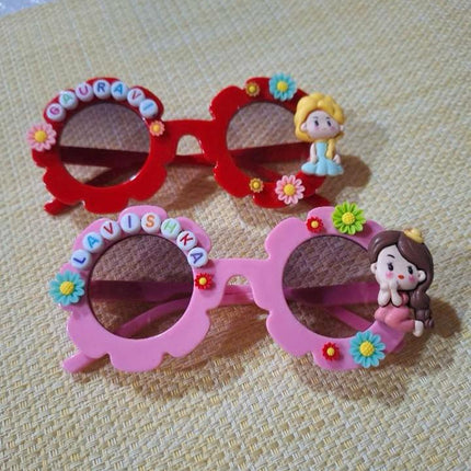 Customized Sunglasses for girls with name and beads - flower shape