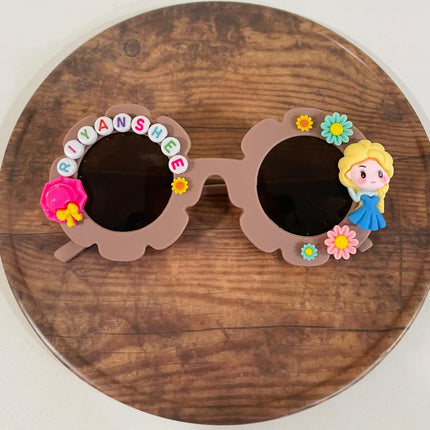 Customized Sunglasses for girls with name and beads - flower shape