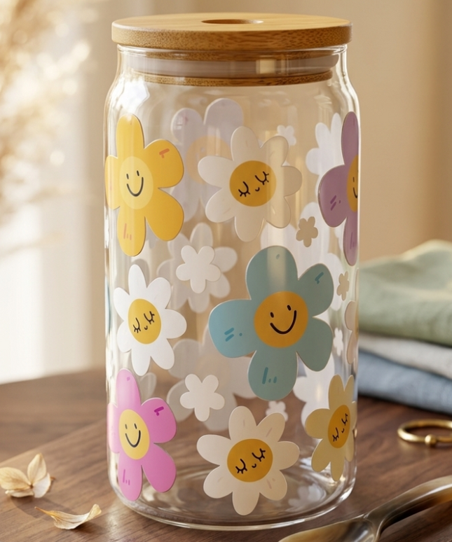 Premium Custom Glass Tumbler | Floral, K-pop, Cartoon & Theme Designs