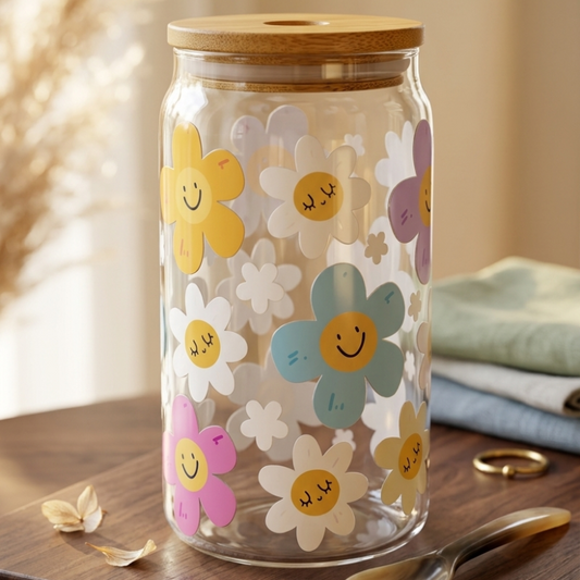 Premium Custom Glass Tumbler | Floral, K-pop, Cartoon & Theme Designs