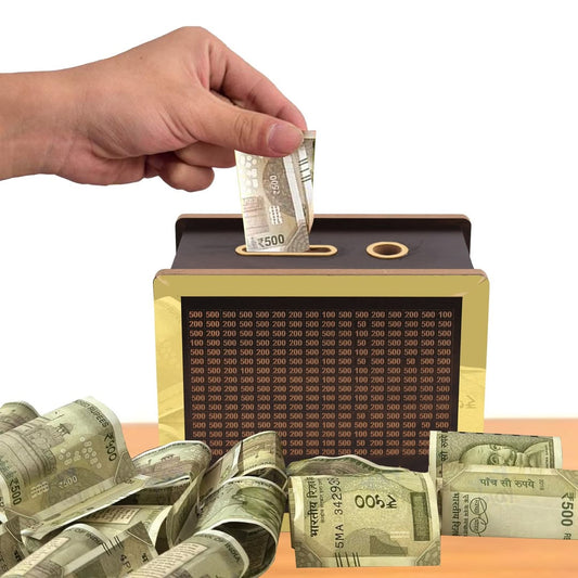 Wooden Money Saving Box | ₹1,00,000 Savings Challenge Piggy Bank | Cash Saver Money Bank