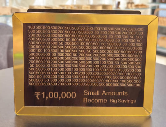 Wooden Money Saving Box | ₹1,00,000 Savings Challenge Piggy Bank | Cash Saver Money Bank