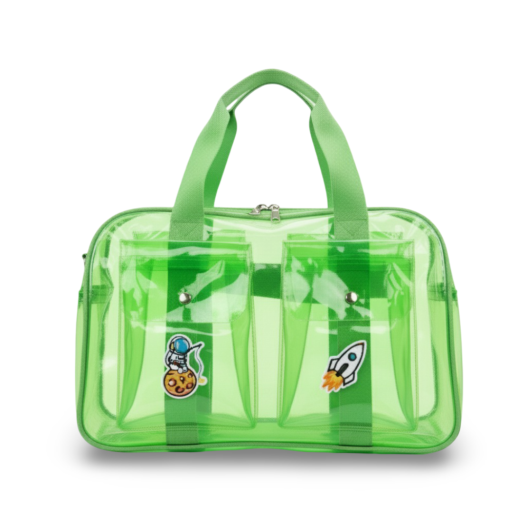 Customized Initial Cartoon Jelly 2 pocket Duffle Bag for Boys and Girls