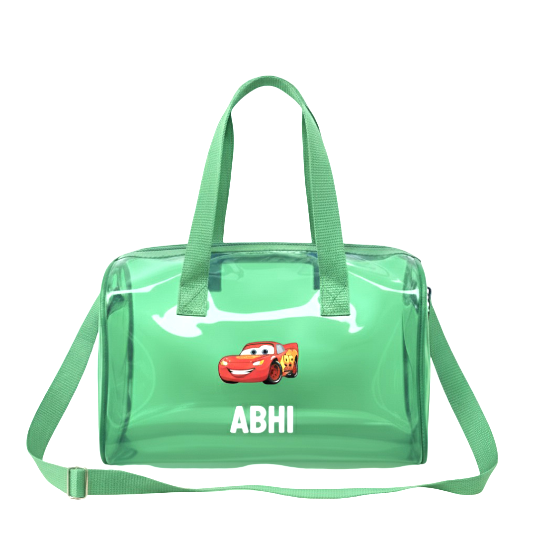 Customized Jelly Duffle Bag with Printed Name and Cartoon