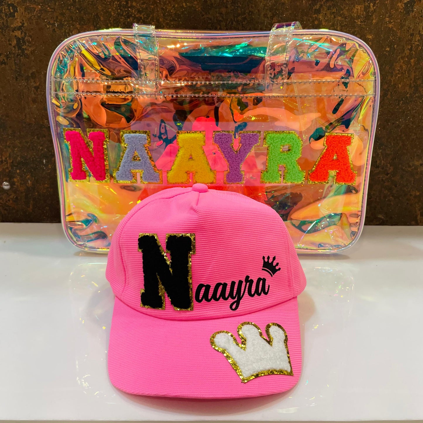 Customized Holographic Tote Bag & Cap combo