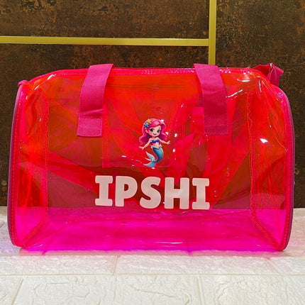 Customized Jelly Duffle Bag with Printed Name and Cartoon