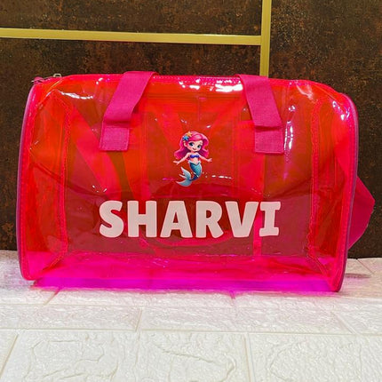 Customized Jelly Duffle Bag with Printed Name and Cartoon