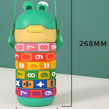 Kids Educational Water Bottle with Math Puzzle Design, Rainbow Numbers & Symbols - 430 ml
