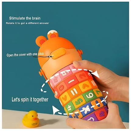 Kids Educational Water Bottle with Math Puzzle Design, Rainbow Numbers & Symbols - 430 ml