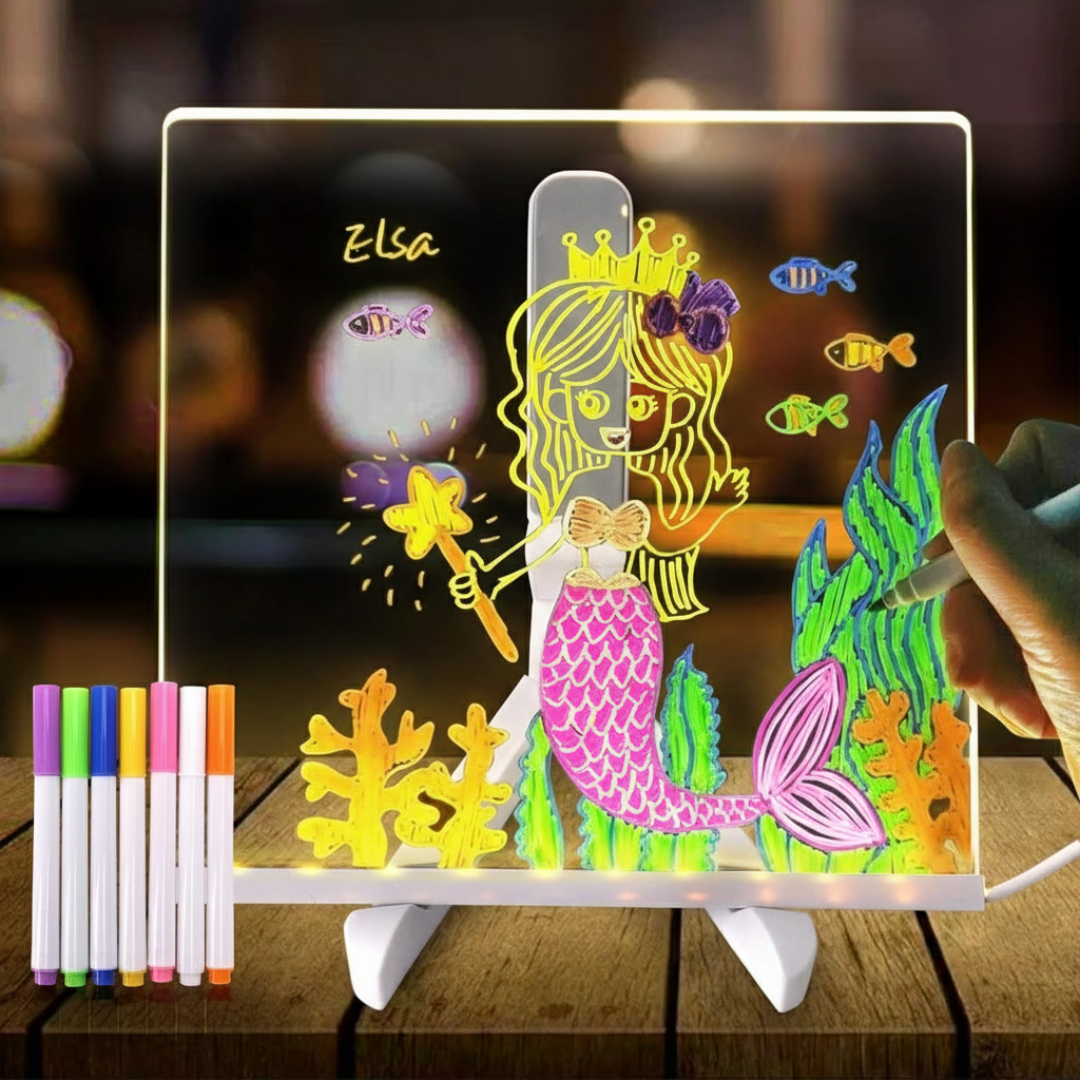 3D Acrylic LED Writing Pad with Pen & Light | 15 x 15 cm
