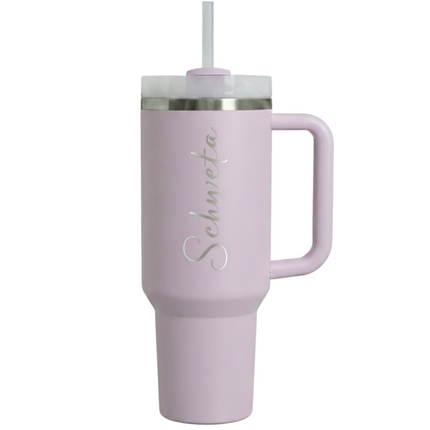 Customized Large Tumbler with handle and straw | Premium Insulated Travel Coffee Mug with name 1200ml