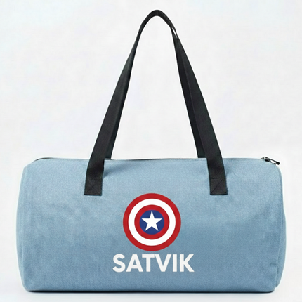 Personalized Denim Duffle Bag with Cartoon for Kids