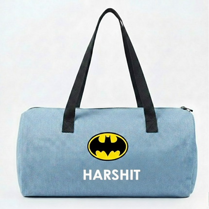 Personalized Denim Duffle Bag with Cartoon for Kids