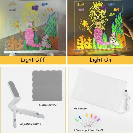 3D Acrylic LED Writing Pad with Pen & Light | 15 x 15 cm