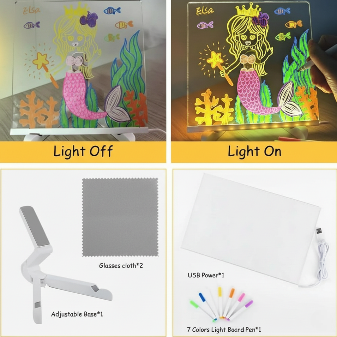 3D Acrylic LED Writing Pad with Pen & Light | 15 x 15 cm