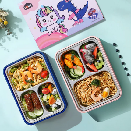 Leakage Proof Stainless Steel Lunch Box with Spoon & Fork with 3 Compartment for School Kids and Adults (Copy)