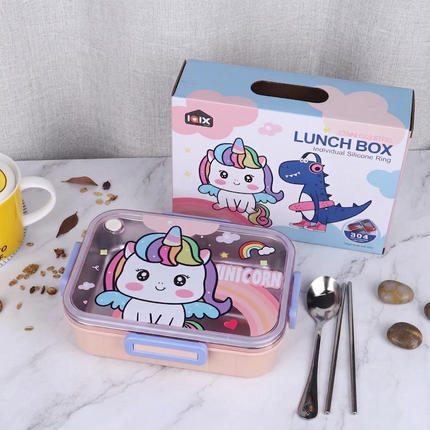 Leakage Proof Stainless Steel Lunch Box with Spoon & Fork with 3 Compartment for School Kids and Adults (Copy)