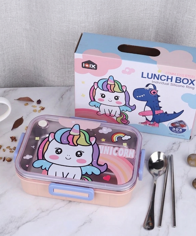 Leakage Proof Stainless Steel Lunch Box with Spoon & Fork with 3 Compartment for School Kids and Adults (Copy)