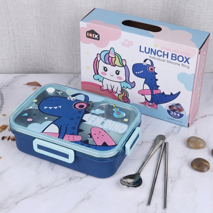 Leakage Proof Stainless Steel Lunch Box with Spoon & Fork with 3 Compartment for School Kids and Adults (Copy)