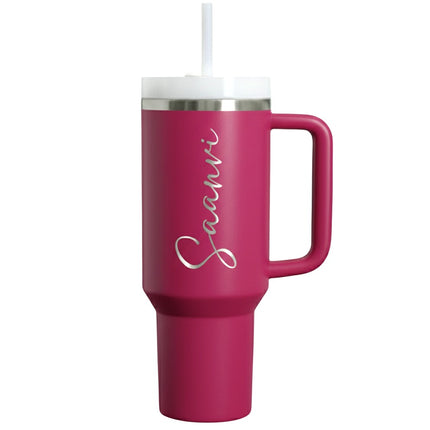 Customized Large Tumbler with handle and straw | Premium Insulated Travel Coffee Mug with name 1200ml