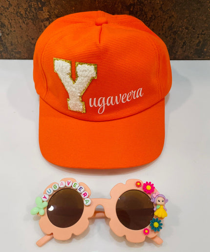 Summer Essentials Combo - Customized Flower Sunglasses + Printed Name Cap