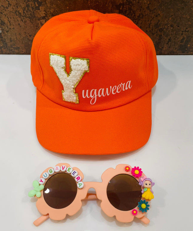 Summer Essentials Combo - Customized Flower Sunglasses + Printed Name Cap